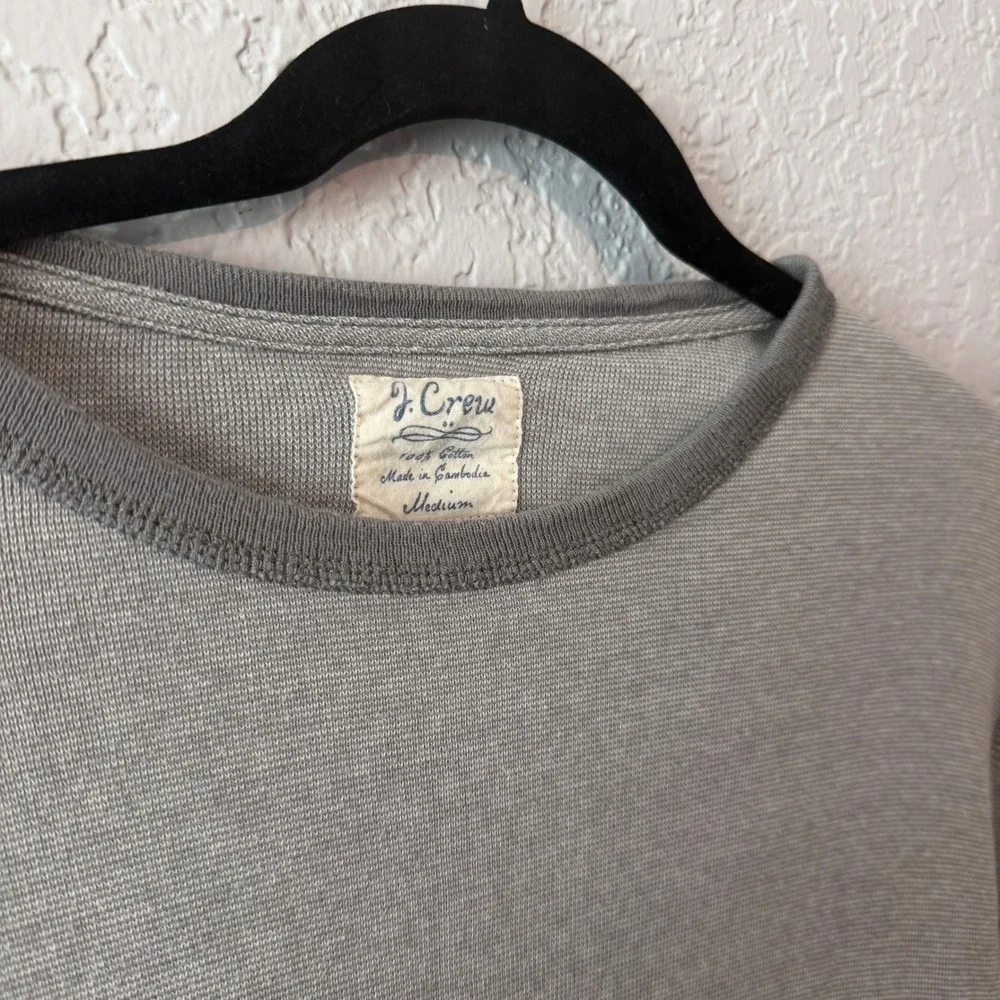 J. Crew Waffle Knit Thermal Long Sleeve Shirt Medium Gray Heritage Workwear